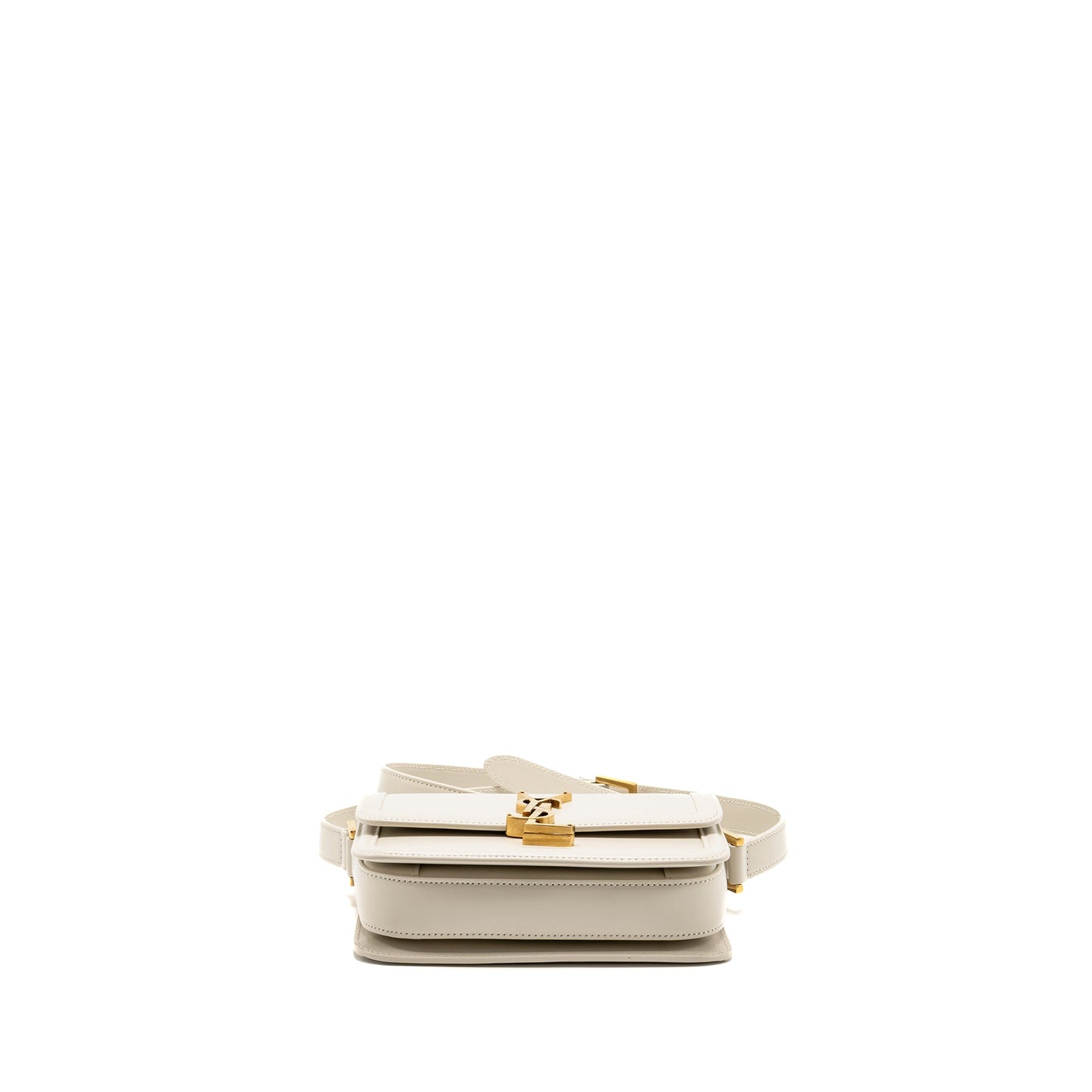 Saint Laurent Small SOlferino Satchel Crossbody Purse Calfskin White