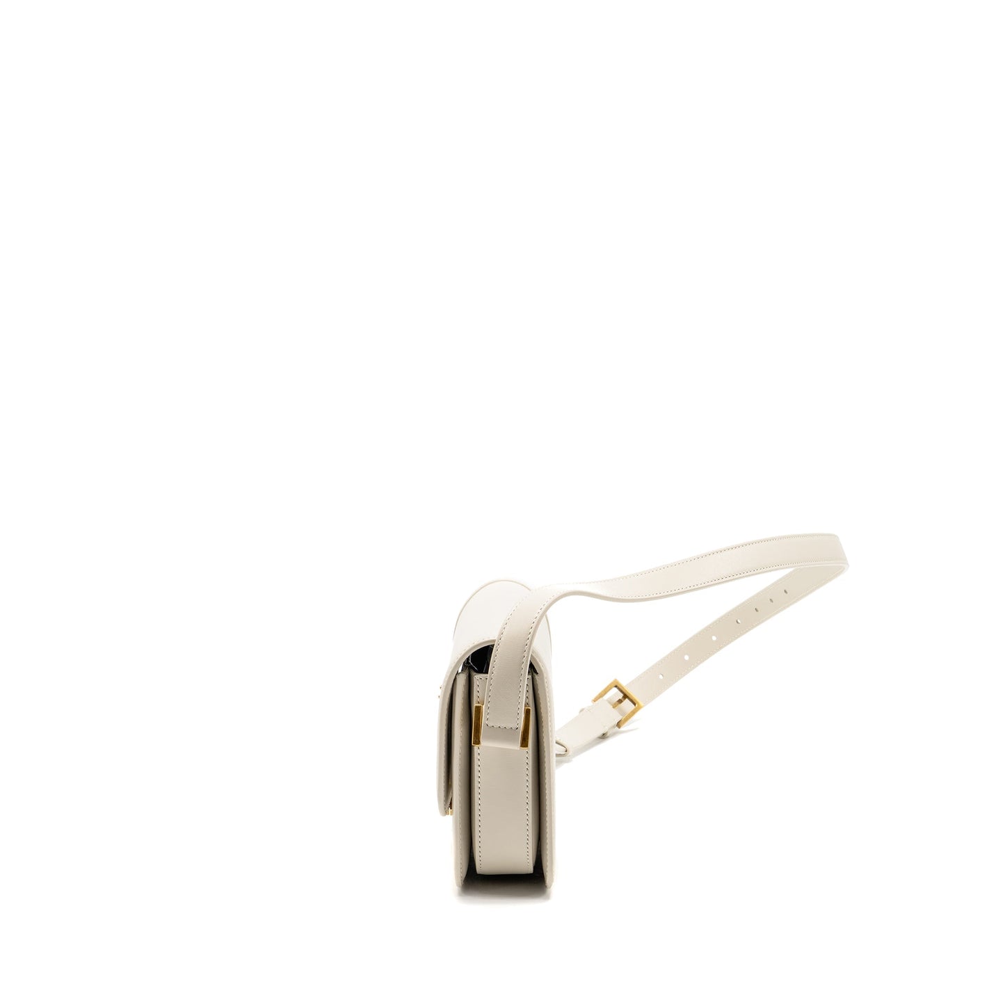 Saint Laurent Small SOlferino Satchel Crossbody Purse Calfskin White