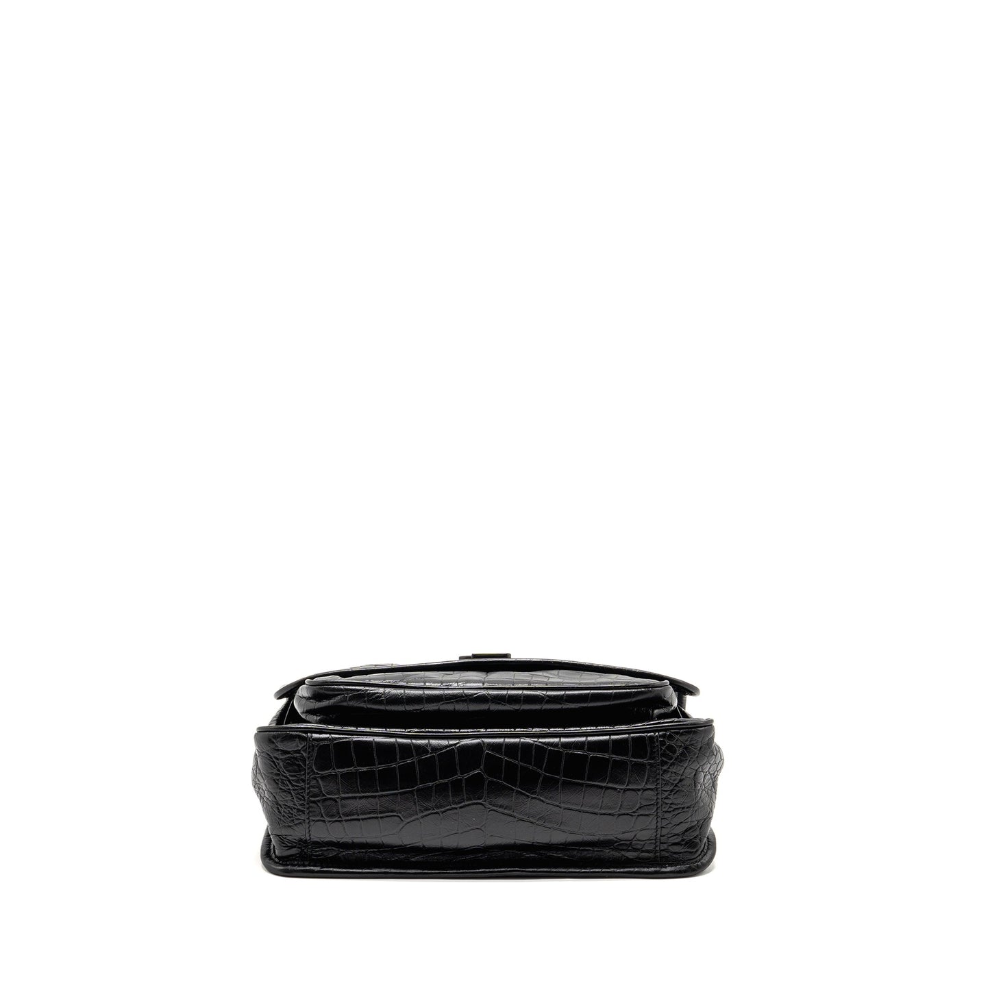 Saint Laurent / Medium Niki Purse Crocodile-Embossed Black Calfskin Black Hardware