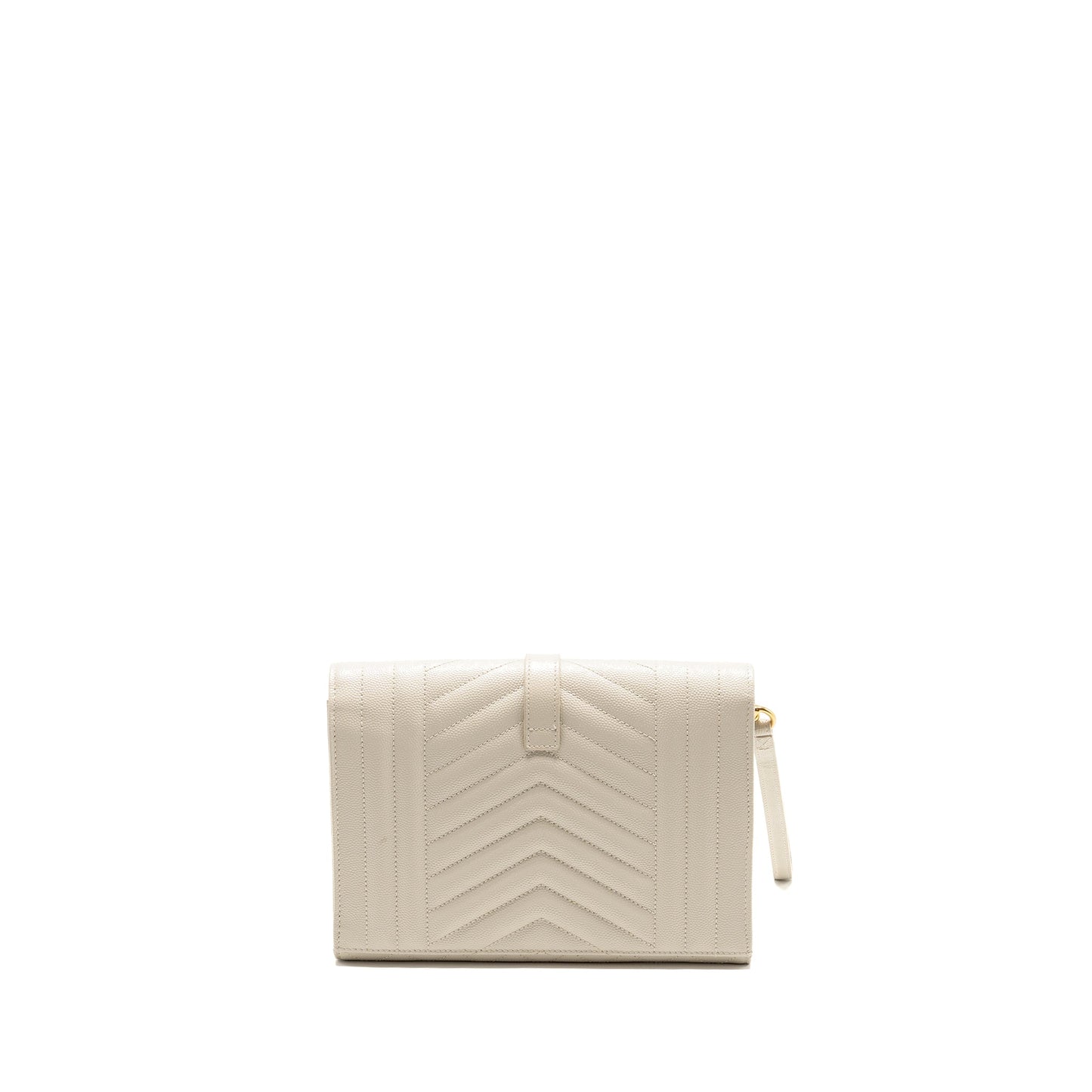 Saint Laurent envelope flap pouch grained calfskin blanc