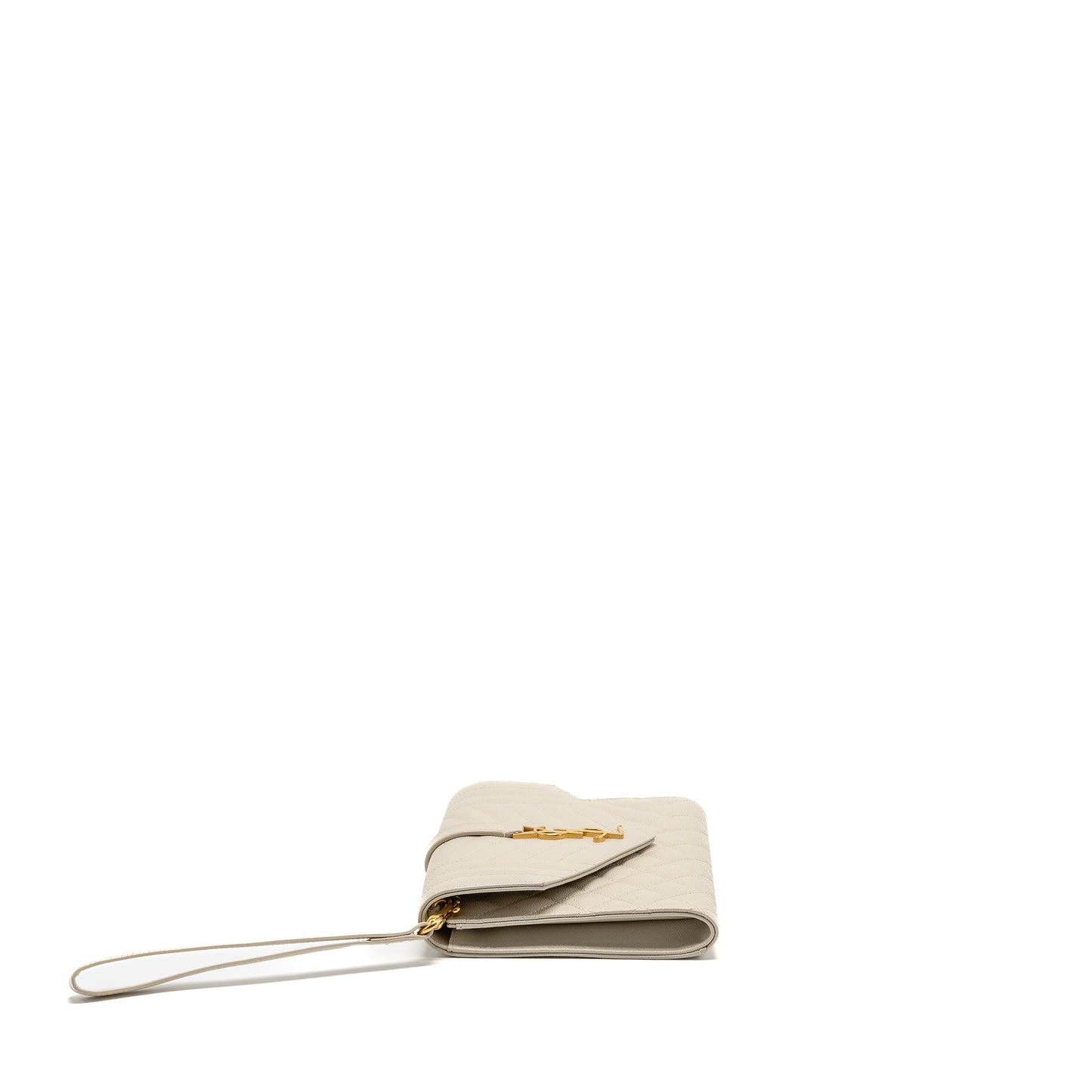 Saint Laurent envelope flap pouch grained calfskin blanc
