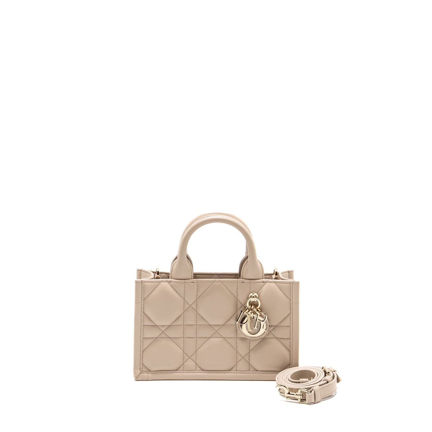 Dioramour Mini Dior Book Tote Macrocannage Calfskin Powder Beige