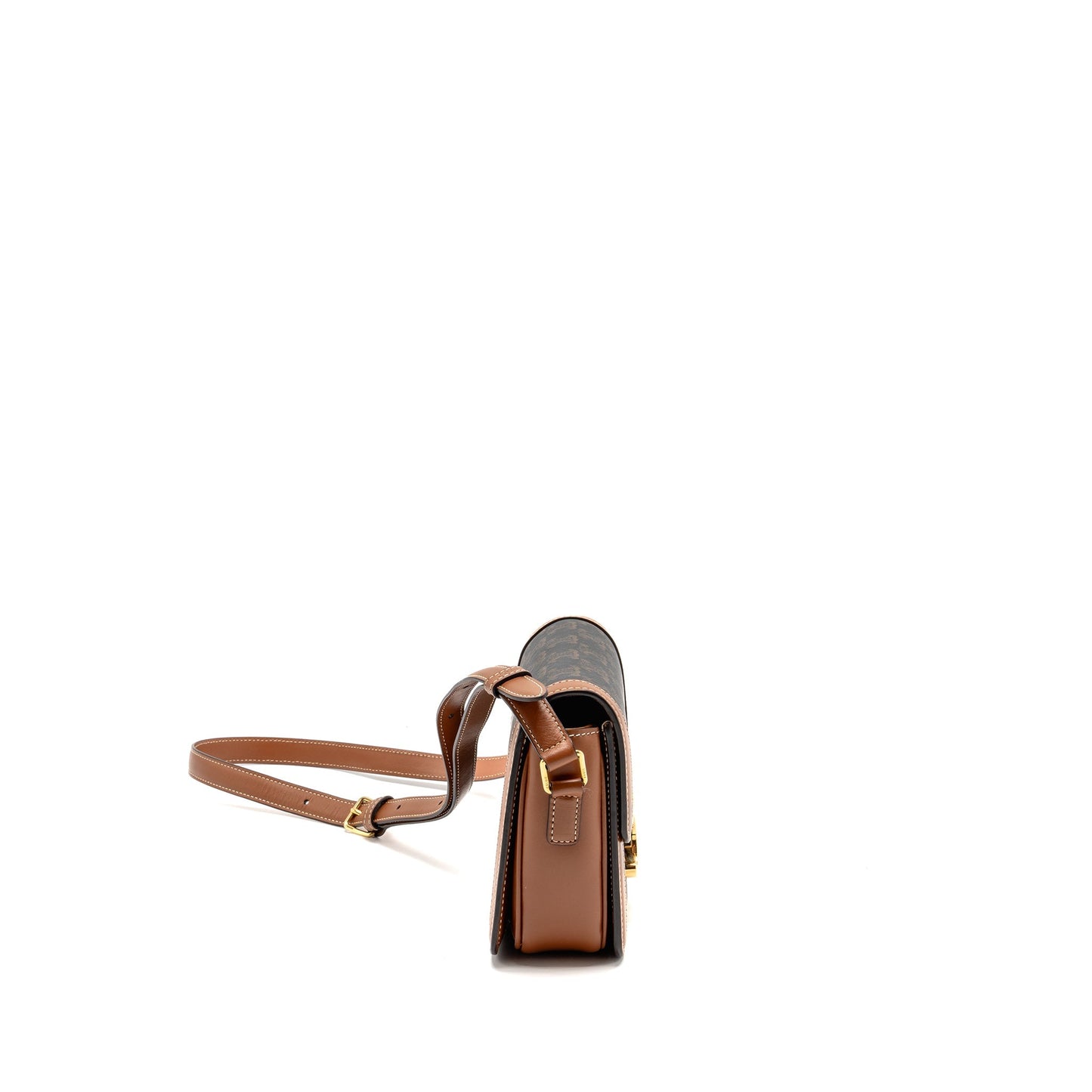 Celine Teen Triomphe Purse Triomphe Calfskin/Canvas Brown/Multicoloour
