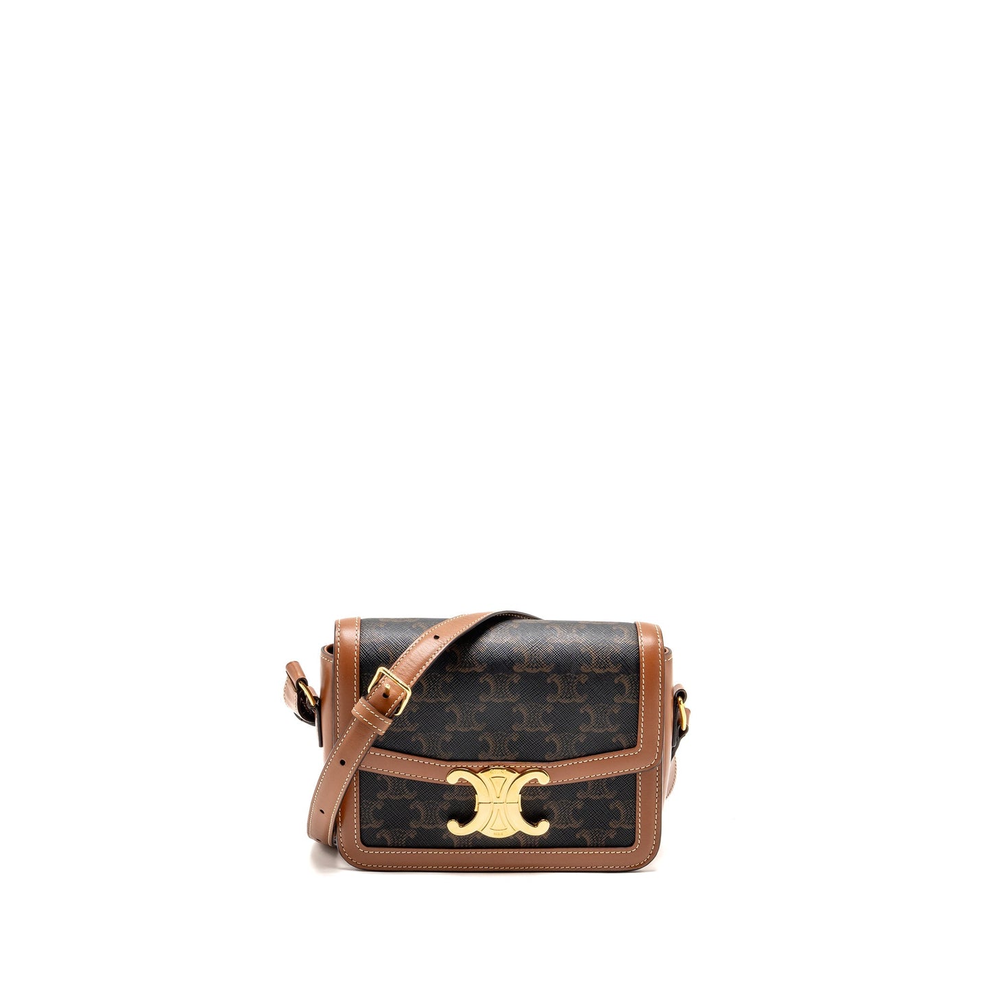 Celine Teen Triomphe Purse Triomphe Calfskin/Canvas Brown/Multicoloour