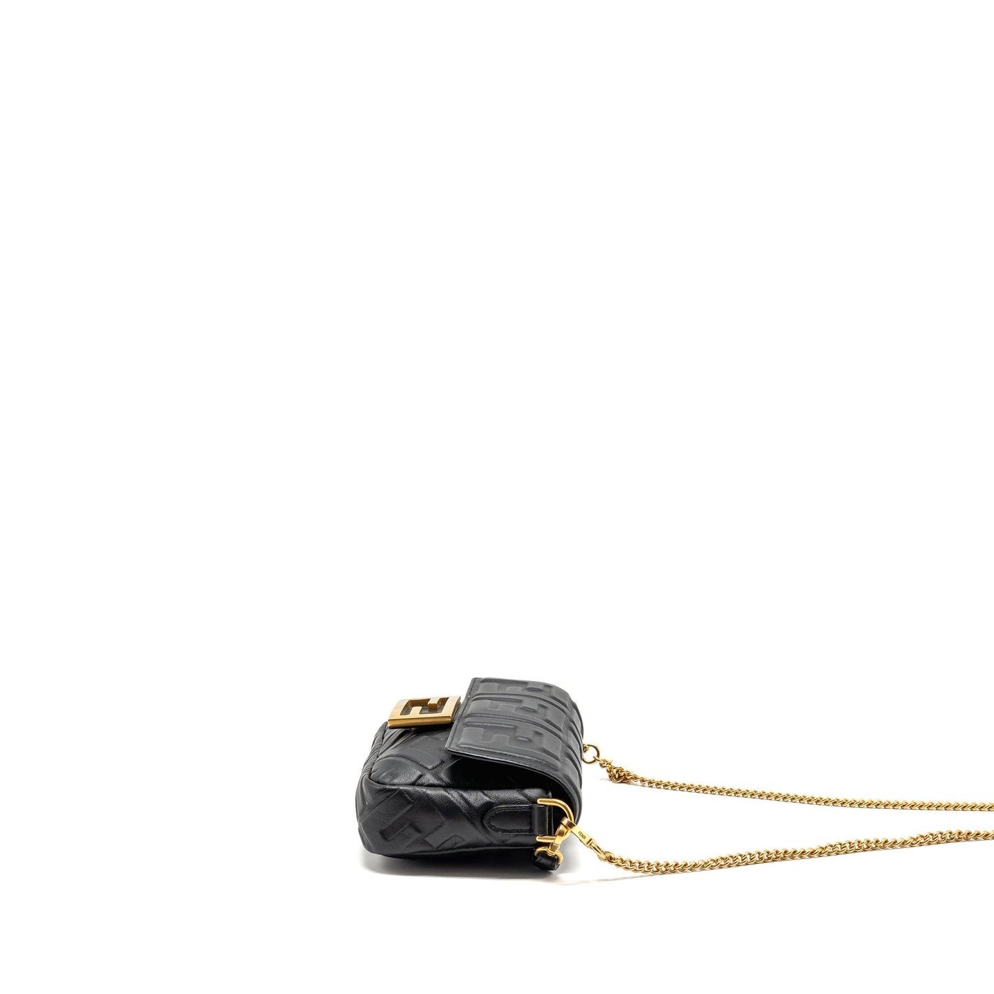 Fendi Mini Baguette Purse Motif Lambskin Black
