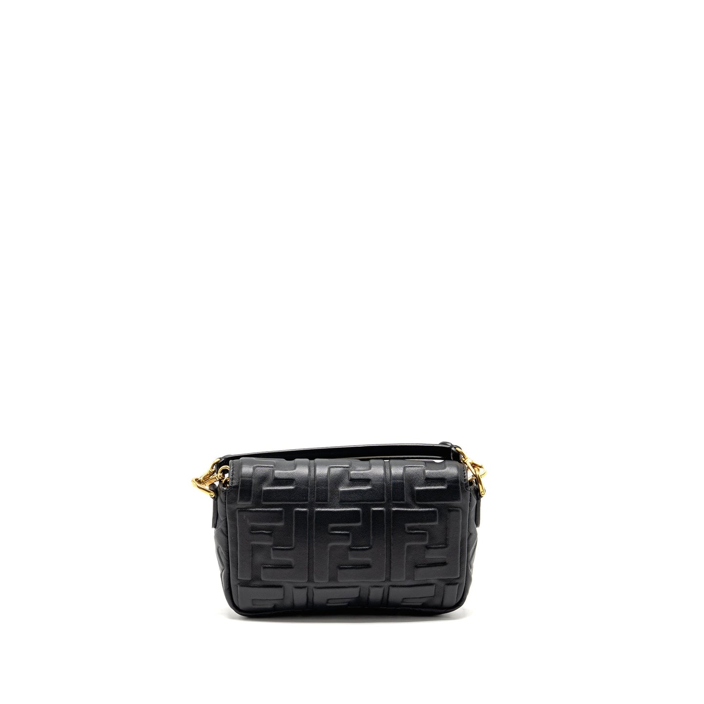 Fendi Mini Baguette Purse Motif Lambskin Black