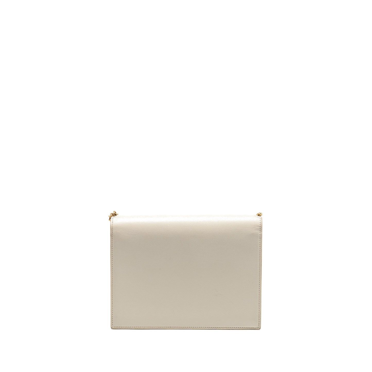 Saint Laurent/ Cassandra Chain Wallet Grained Calfskin Creamy White