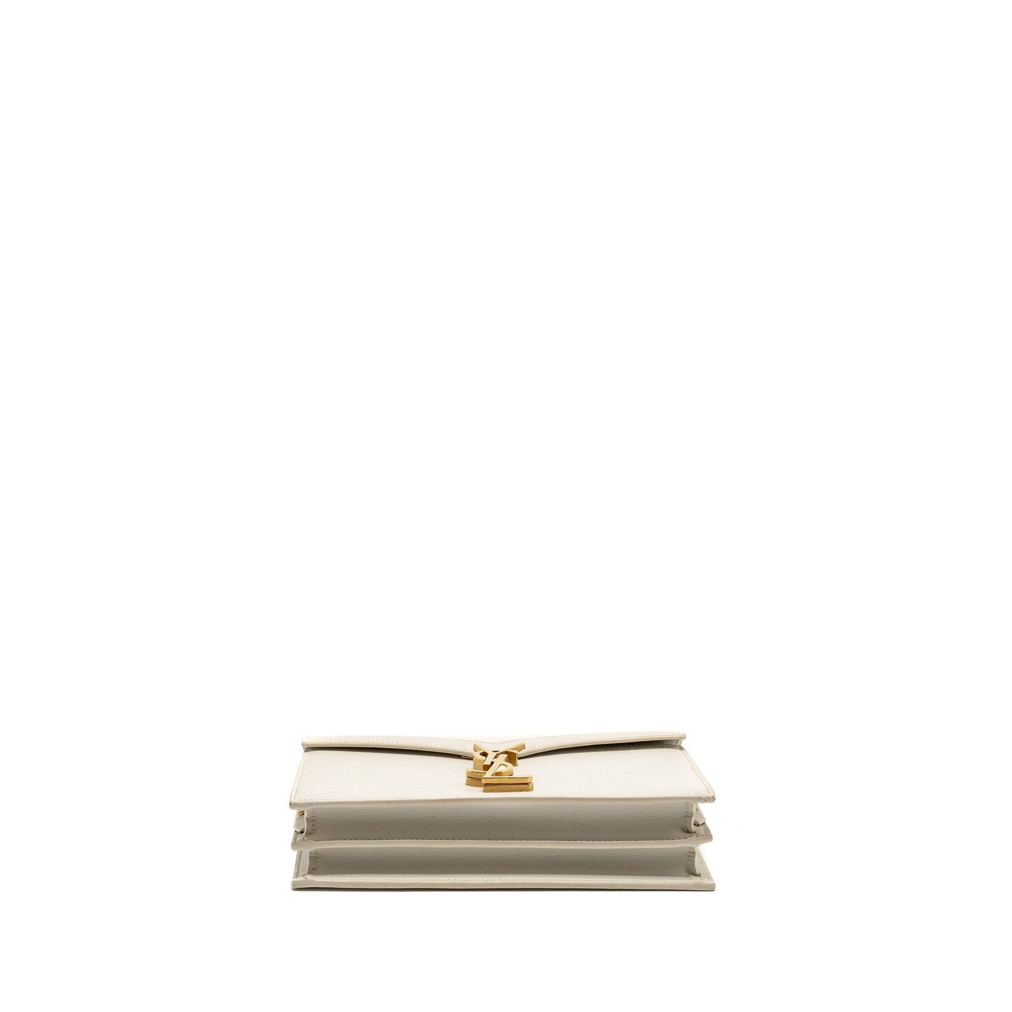 Saint Laurent/ Cassandra Chain Wallet Grained Calfskin Creamy White