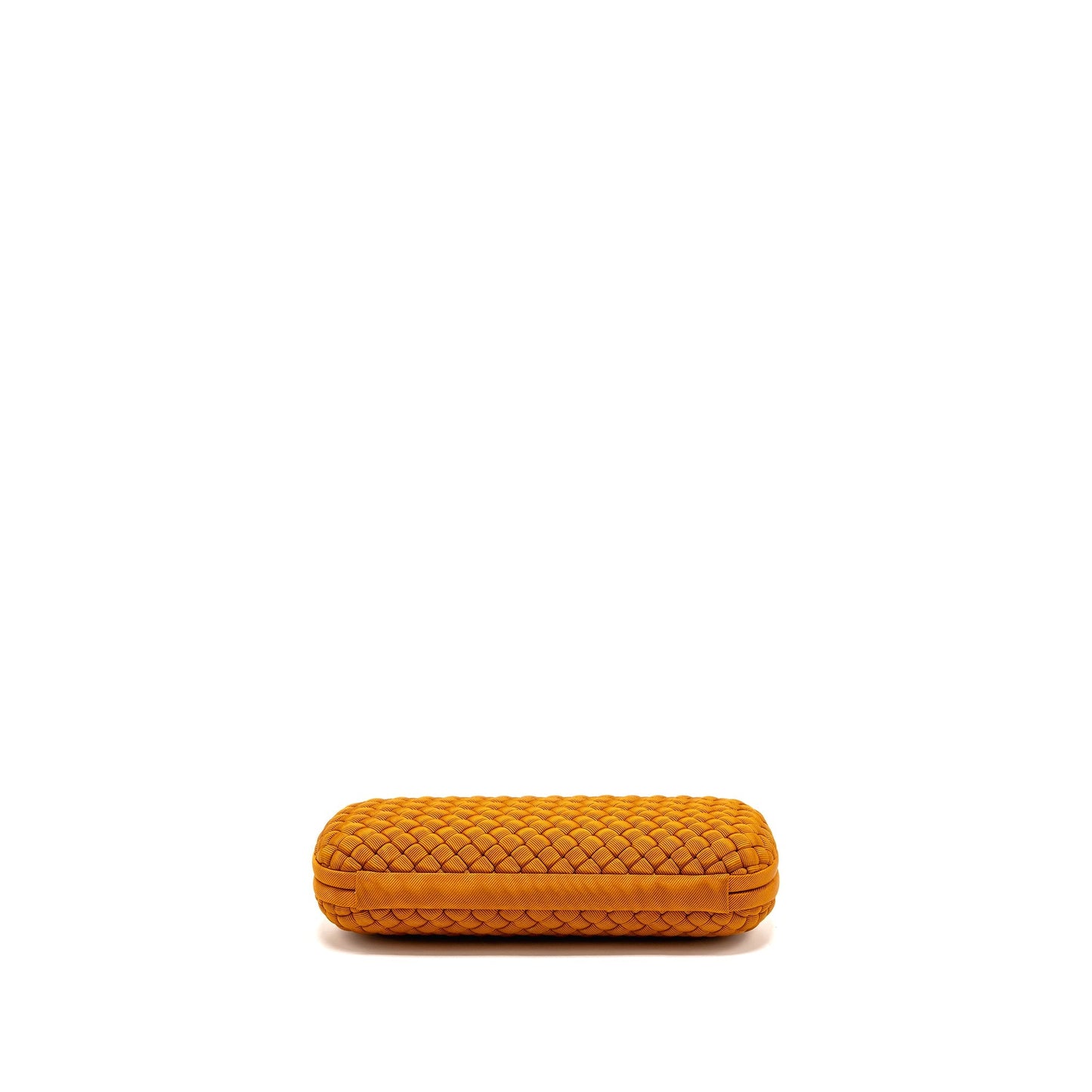 Bottega Veneta Intreccio Impero Ayers Stretch Knot Clutch Satin Orange Ruthenium Hardware