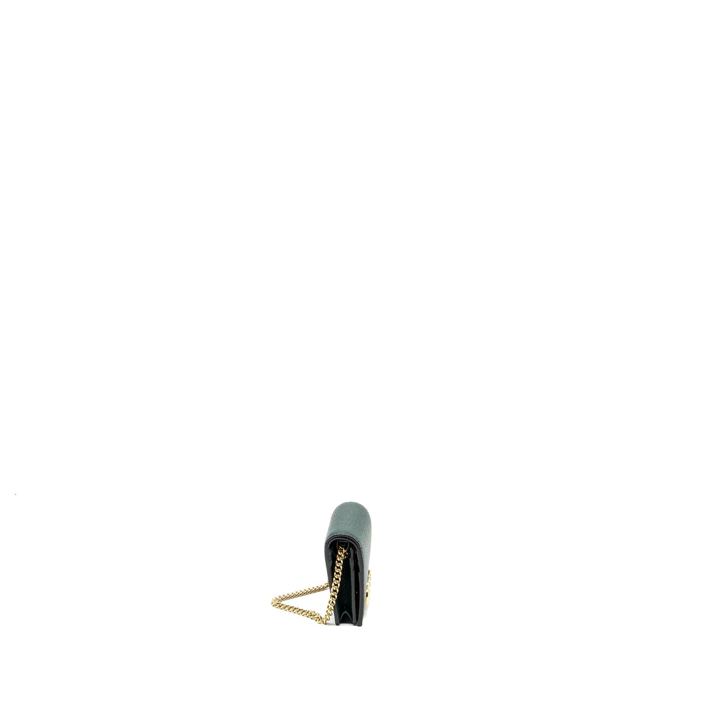 Gucci zumi mini wallet with chain calfskin dark green