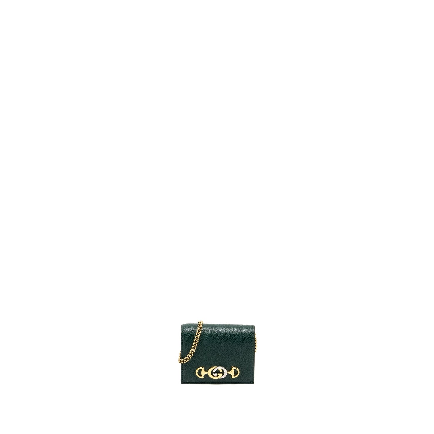 Gucci zumi mini wallet with chain calfskin dark green
