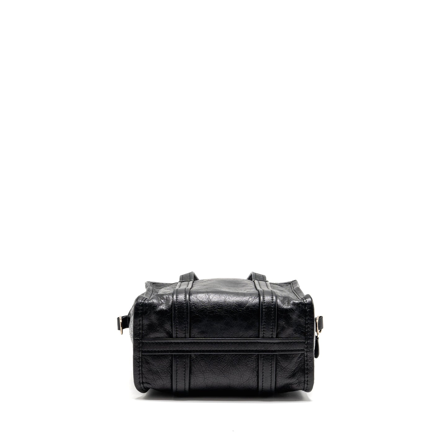Balenciaga Bazar Mini Shopper/Tote Purse Crackled Calfskin Black