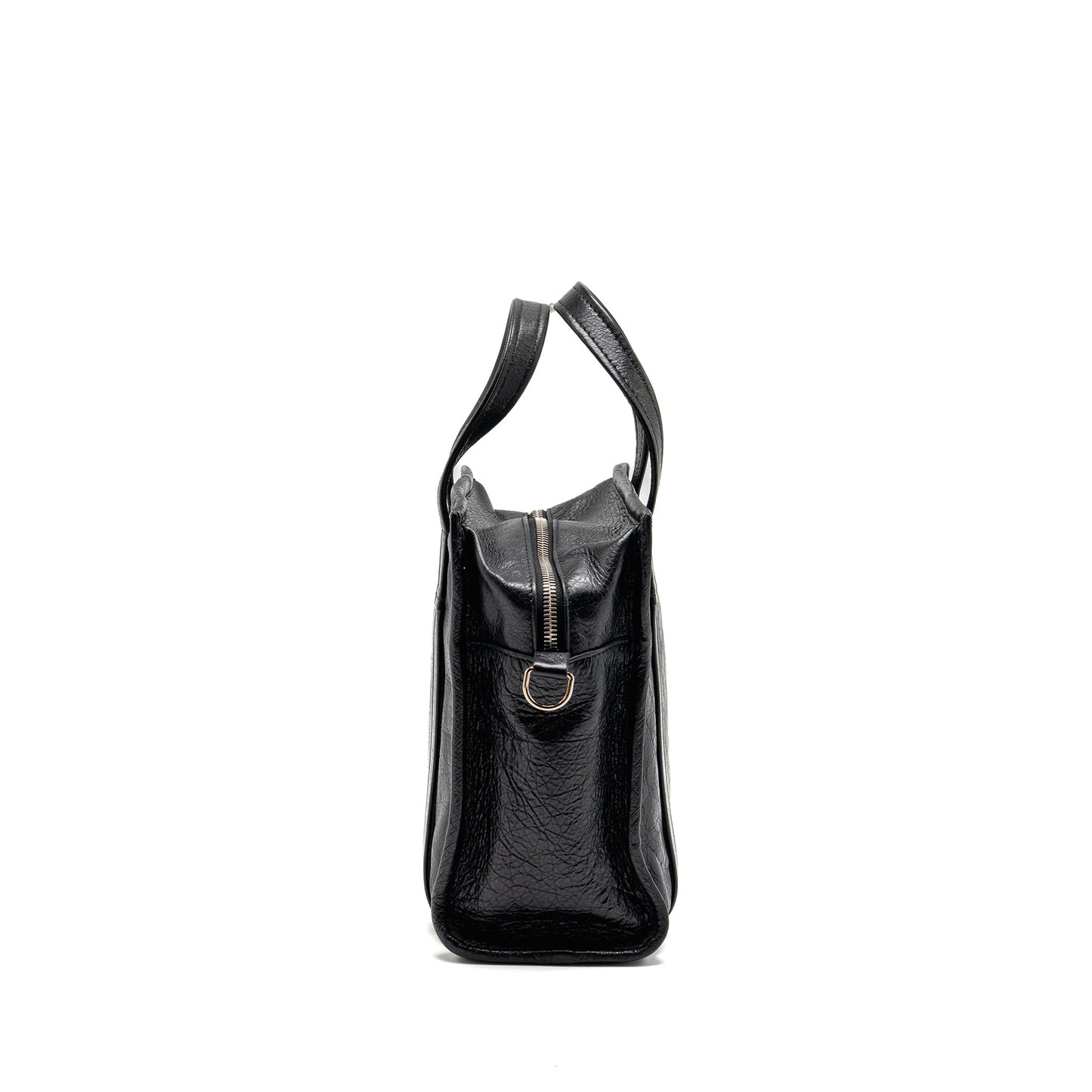 Balenciaga Bazar Mini Shopper/Tote Purse Crackled Calfskin Black