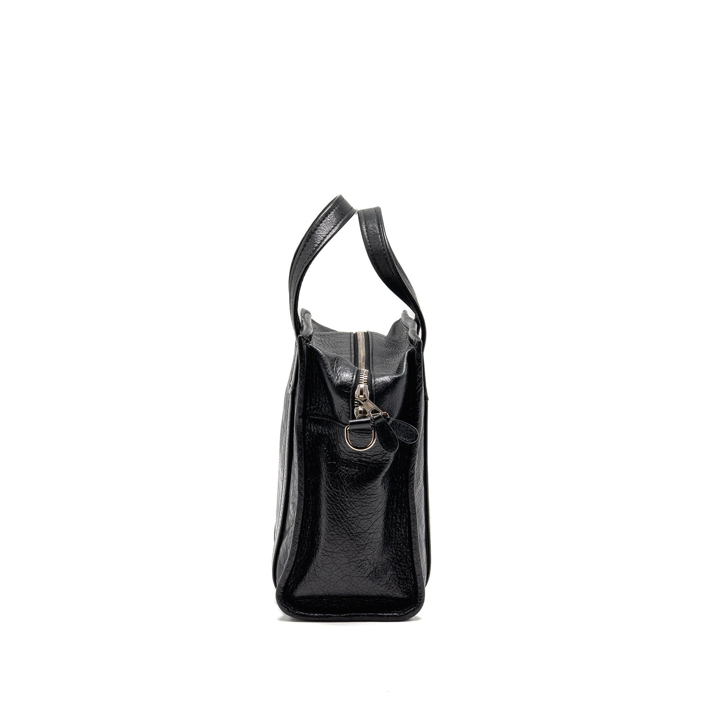 Balenciaga Bazar Mini Shopper/Tote Purse Crackled Calfskin Black