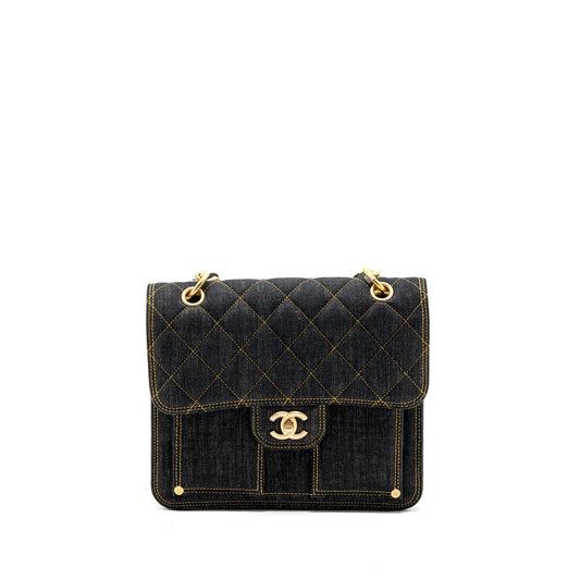 Chanel 23S flap backpack denim dark blue Brushed GHW (microchip)
