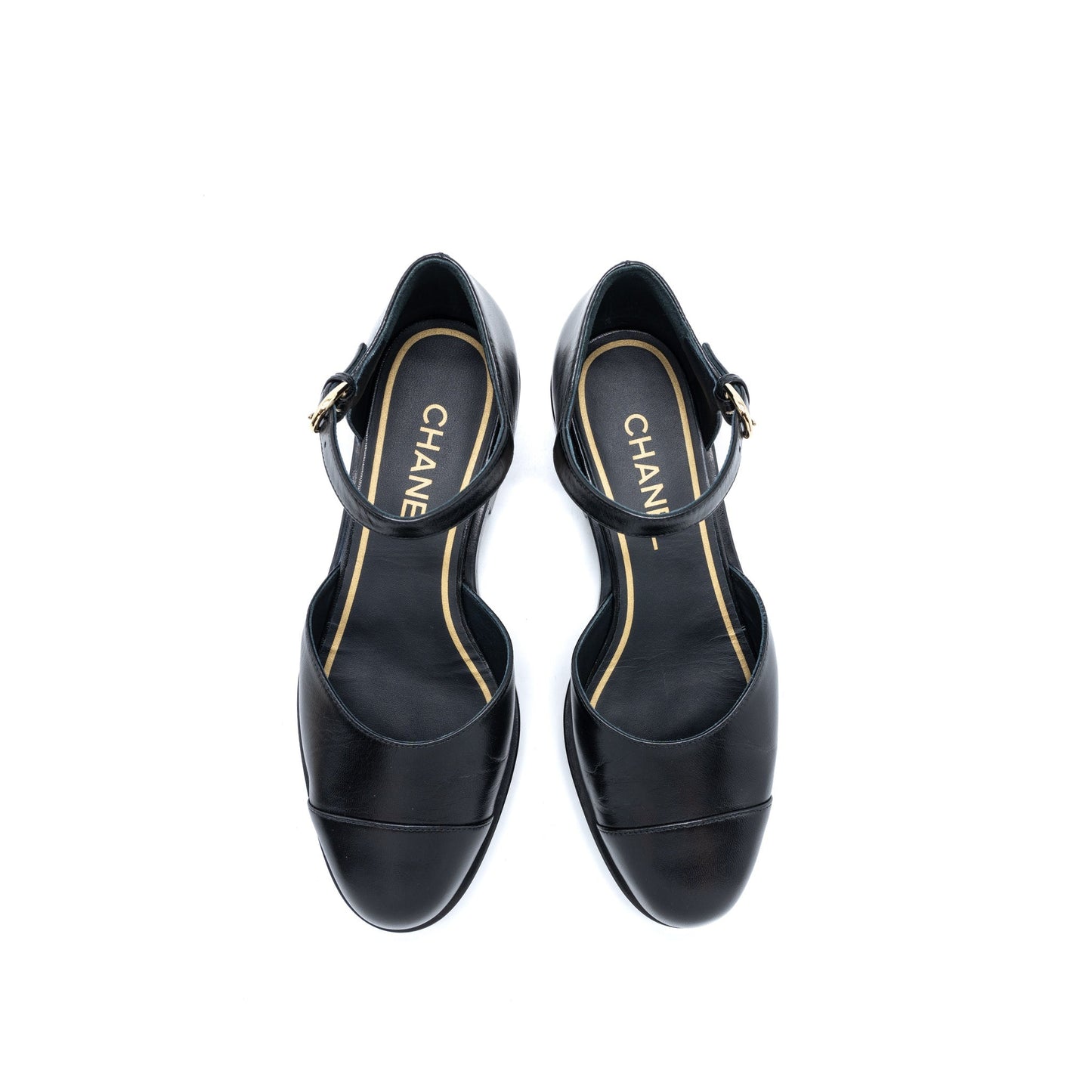 Chanel Size 36.5 Mary Janes Shoes Shiny Goatskin Black LGHW