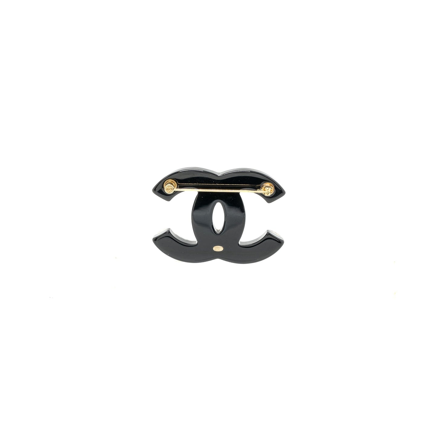 Chanel CC logo Brooch Acrylic Black LGHW