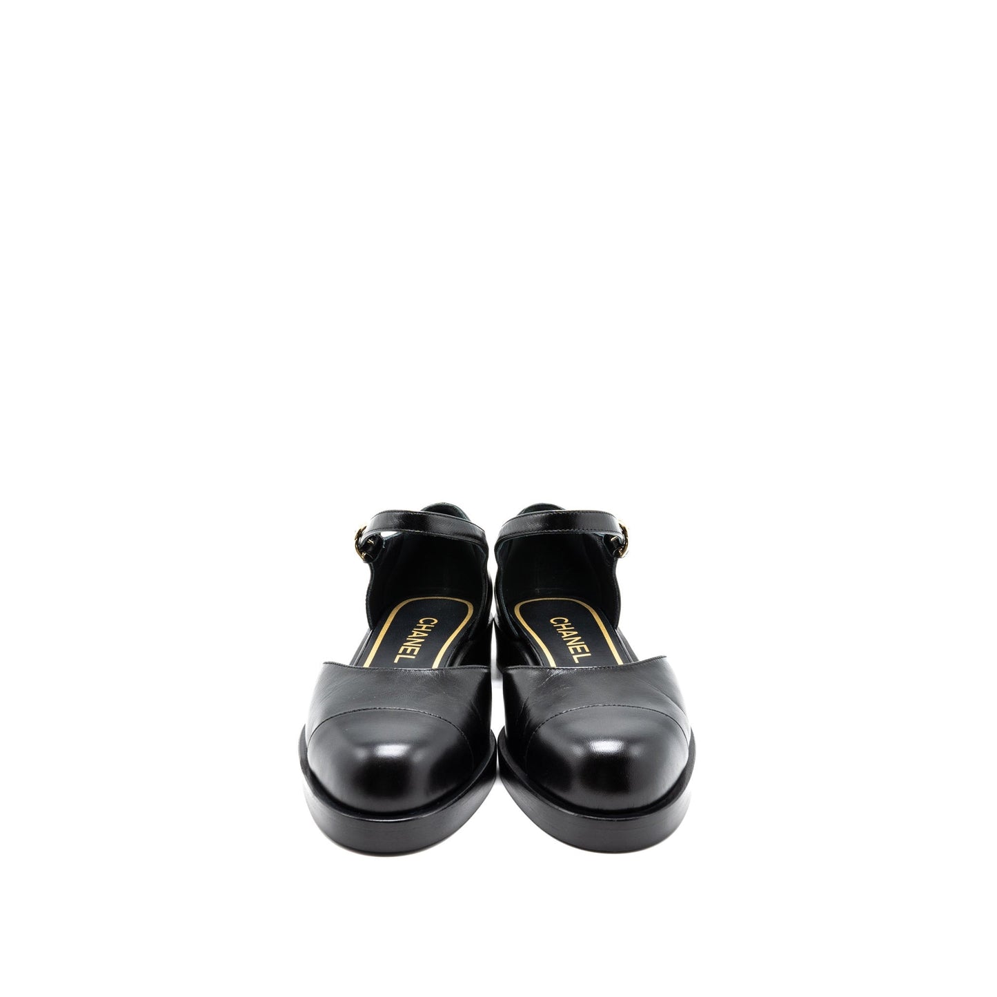 Chanel Size 36.5 Mary Janes Shoes Shiny Goatskin Black LGHW