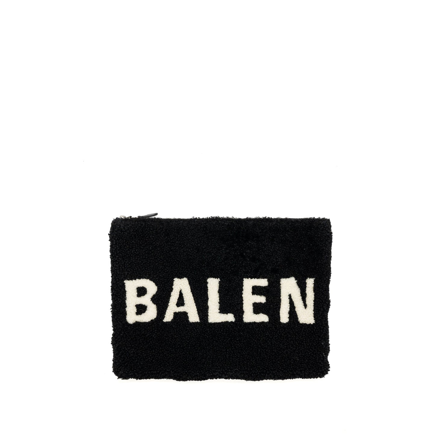 Balenciaga zip pouch clutch shearling black/ white