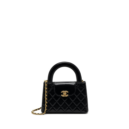 Chanel 23k Mini Shopping Tote Calfskin Black Brushed GHW(Microchip)