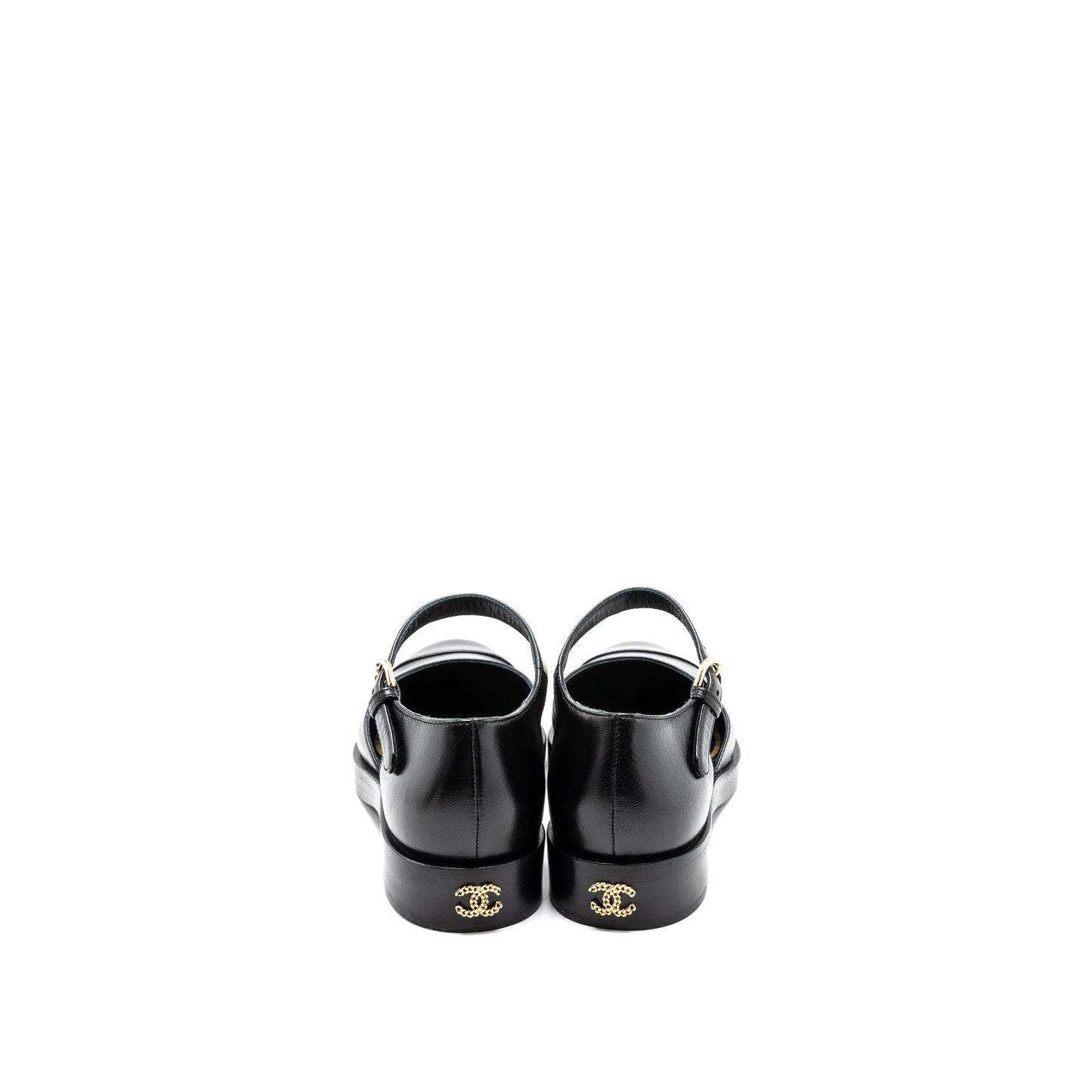 Chanel Size 36.5 Mary Janes Shoes Shiny Goatskin Black LGHW