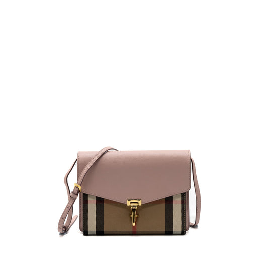 Burberry ho  check crossbody bag canvas / calfskin leather multicolor light pink GHW