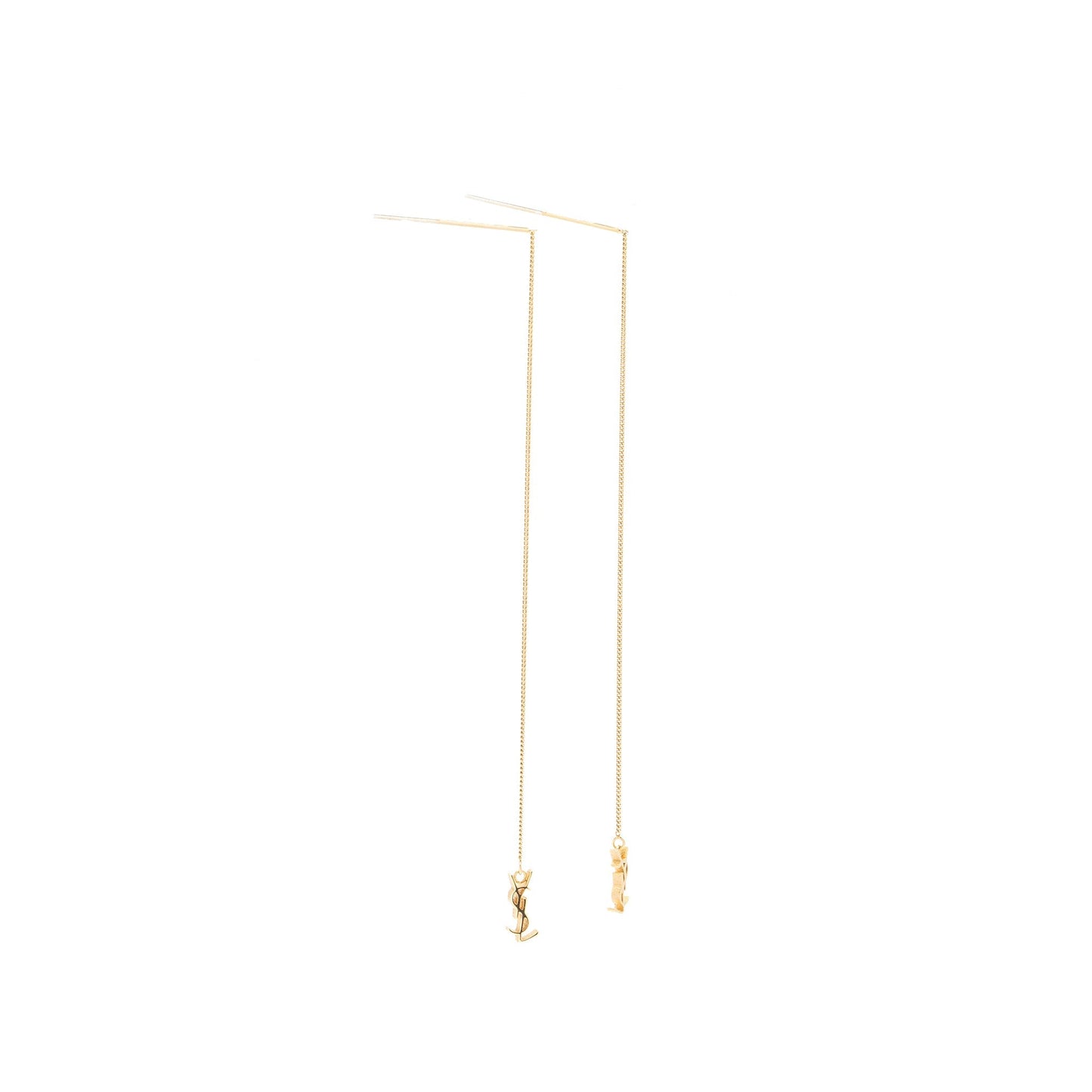 Saint Laurent/ Logo Dropped Earrings Gold Tone