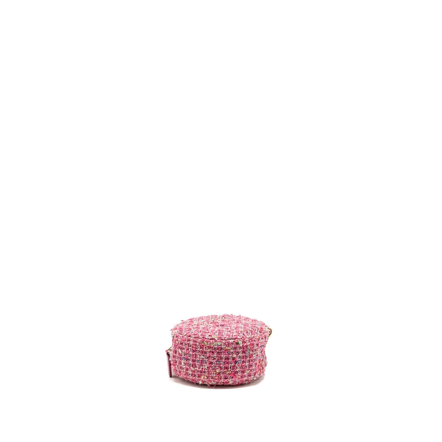 Chanel Round Clutch With Chain Tweed Pink/Multicolour LGHW