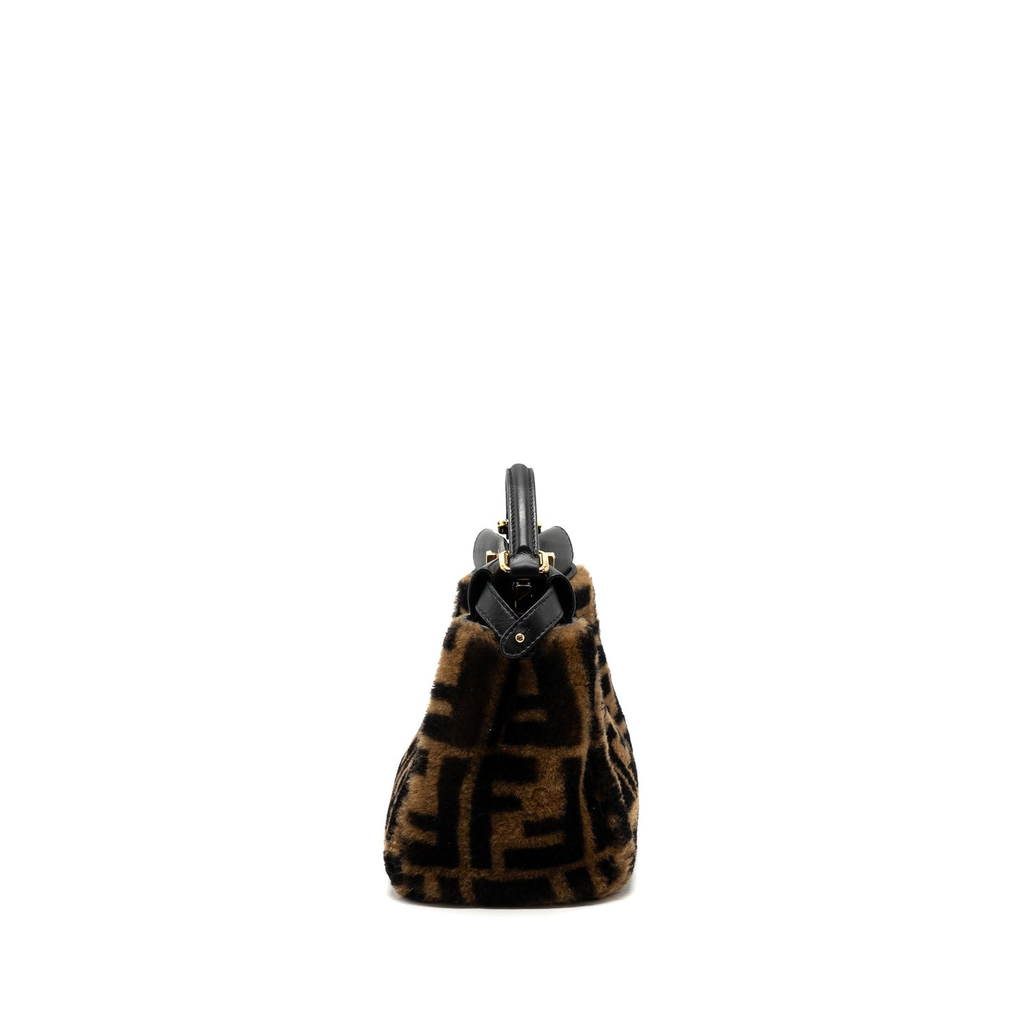 Fendi Mini Peekaboo Shearling Brown/ Black