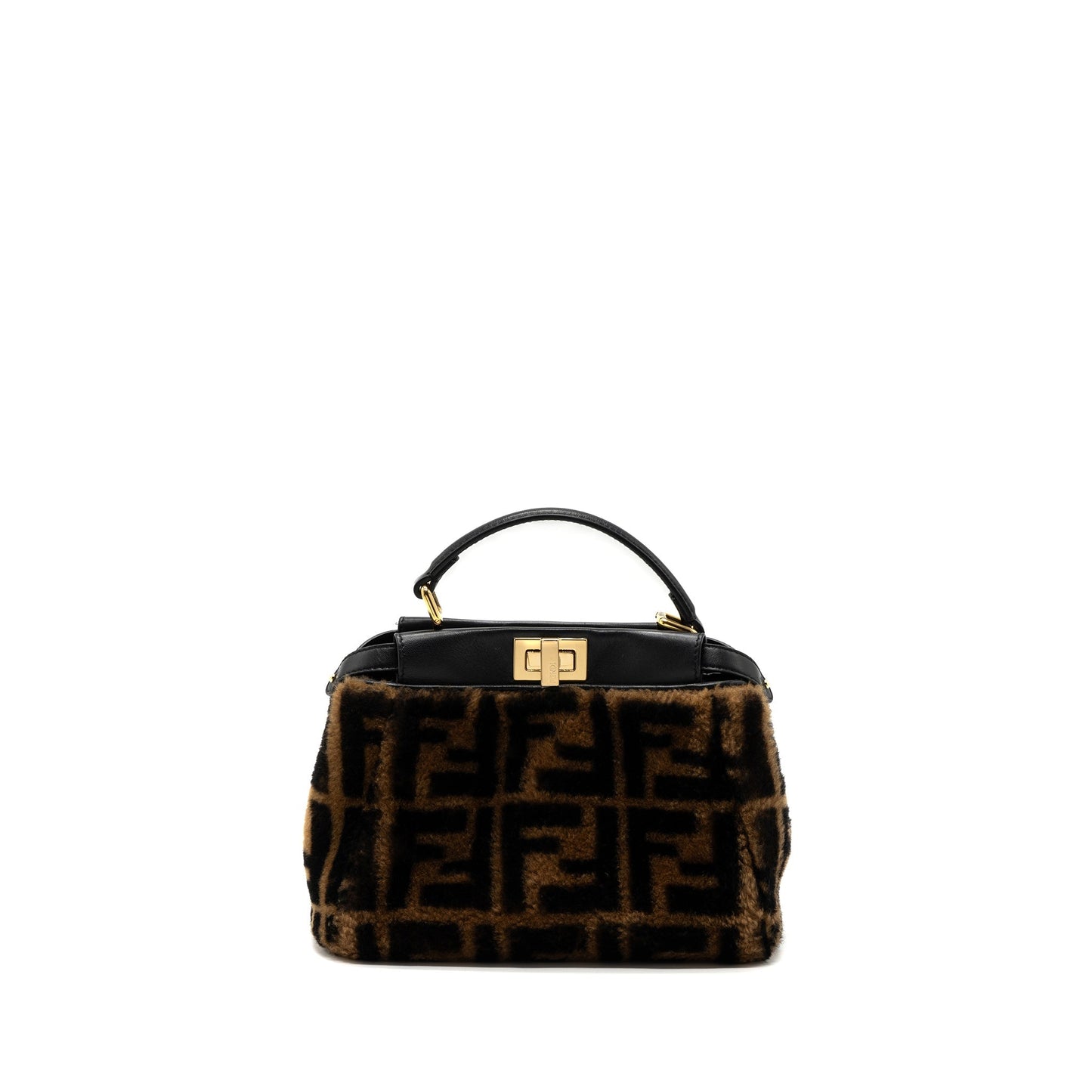 Fendi Mini Peekaboo Shearling Brown/ Black