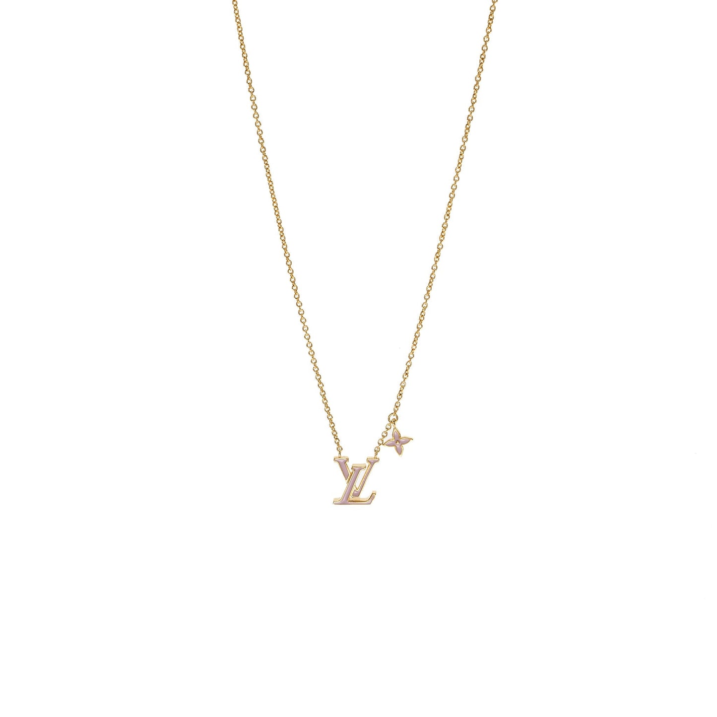Louis Vuitton LV Iconic Enamel Necklace light pink gold tone