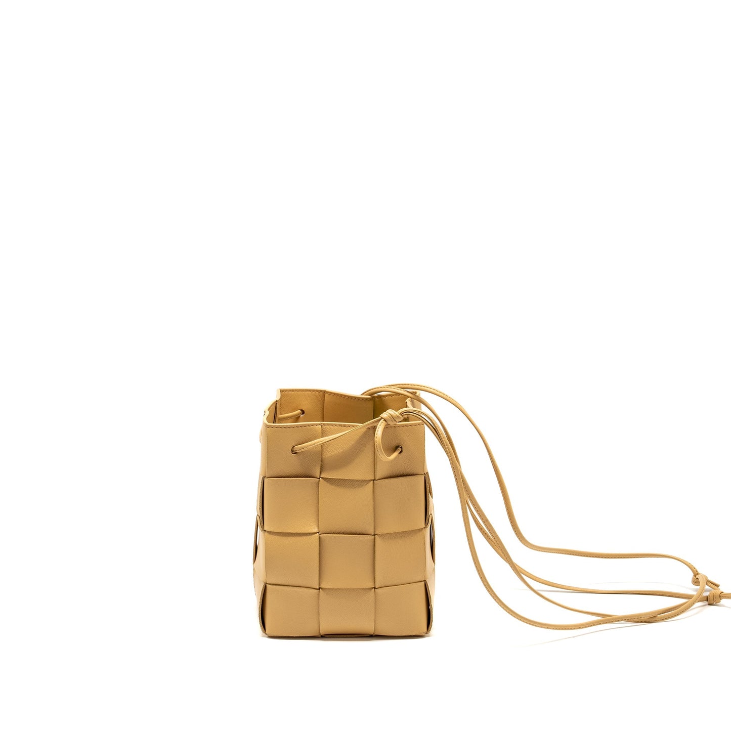 Bottega Veneta Small Cassette Cross-body Bucket Purse Lambskin Porridge