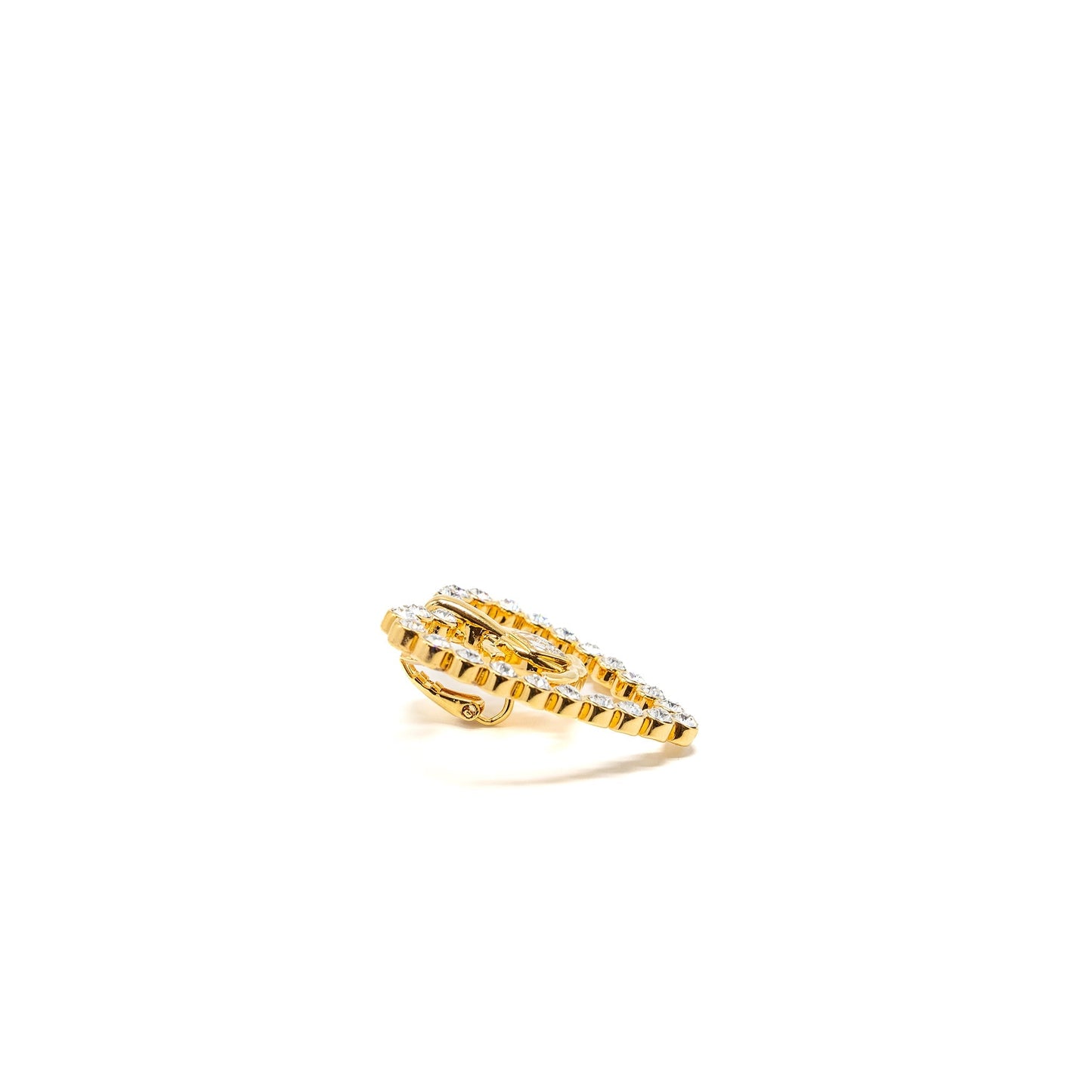 Chanel Giant heart and cc logo ear clips with crystal gold tone