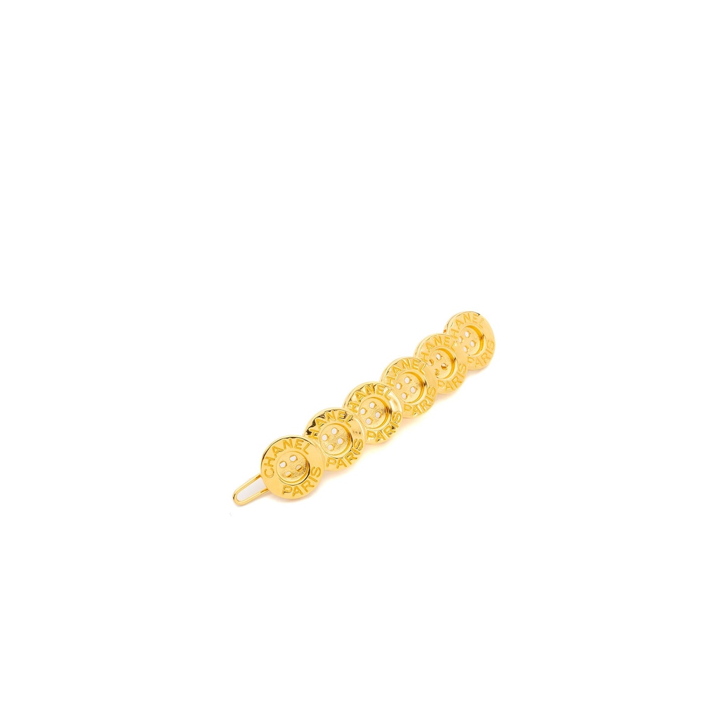 Chanel button hair clip gold tone