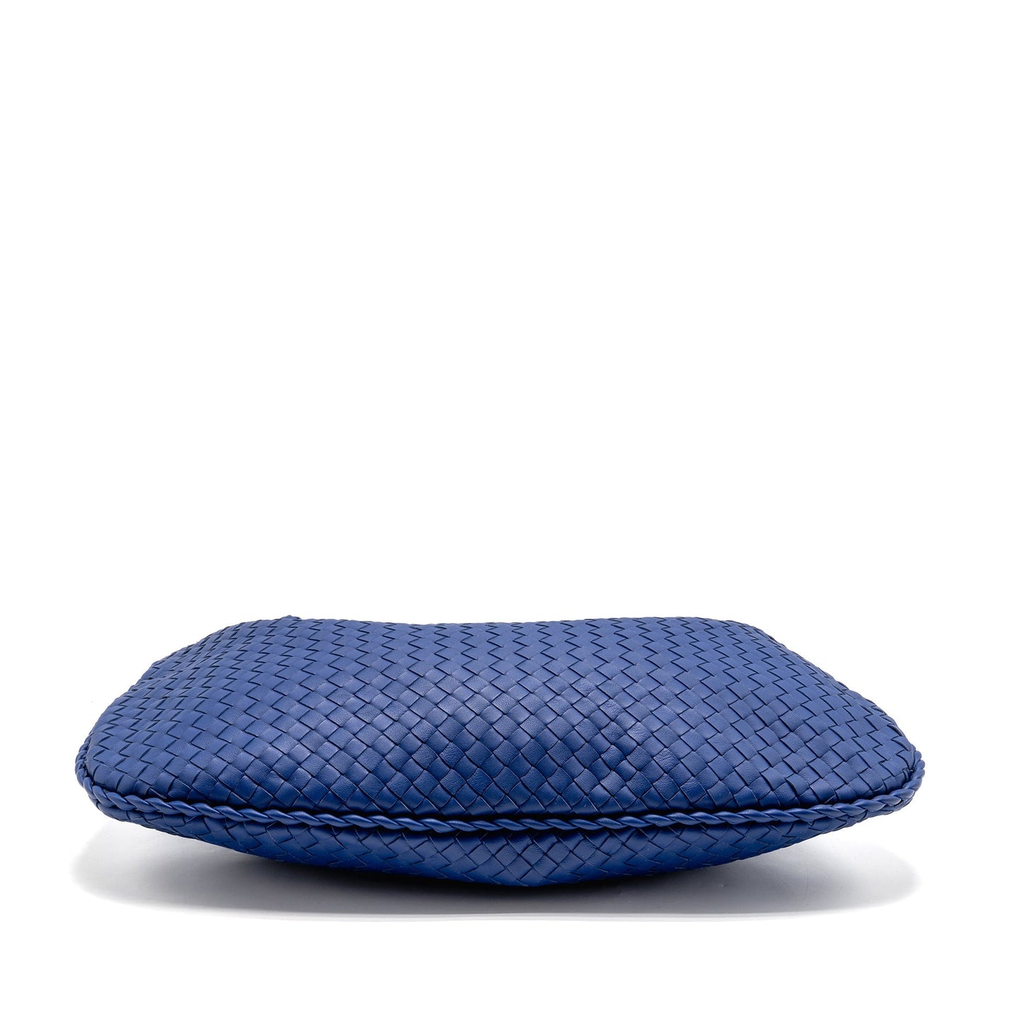 Bottega Veneta Intercciato Hobo Purse Lambskin Dark Blue