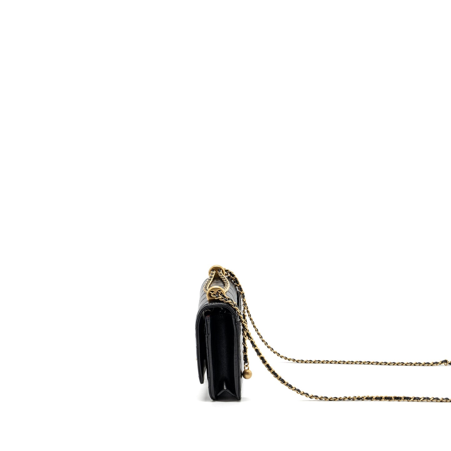 Chanel 24C gold Crush wallet on chain calfskin black GHW (microchip)