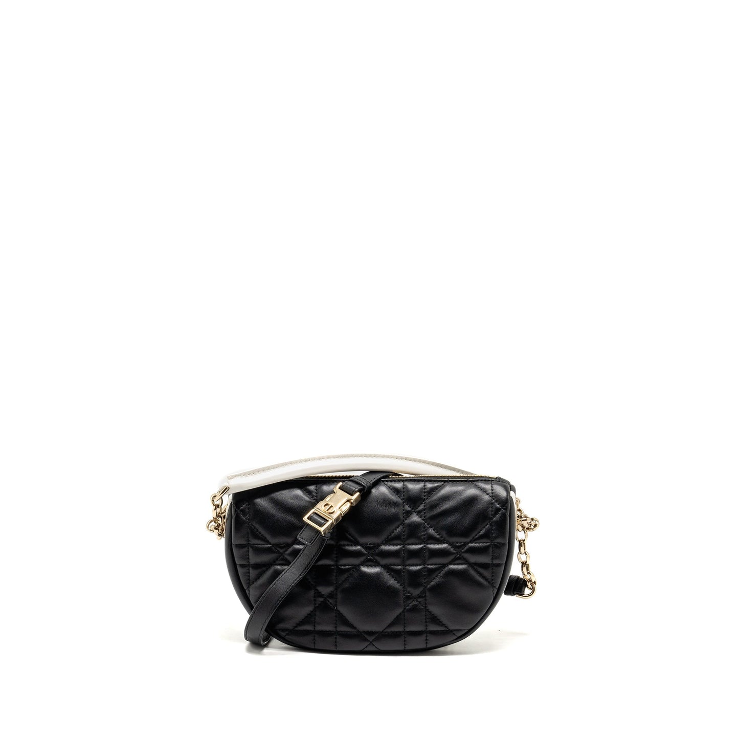 Dior Small Vibe Hobo Purse Cannage Lambskin Black/White
