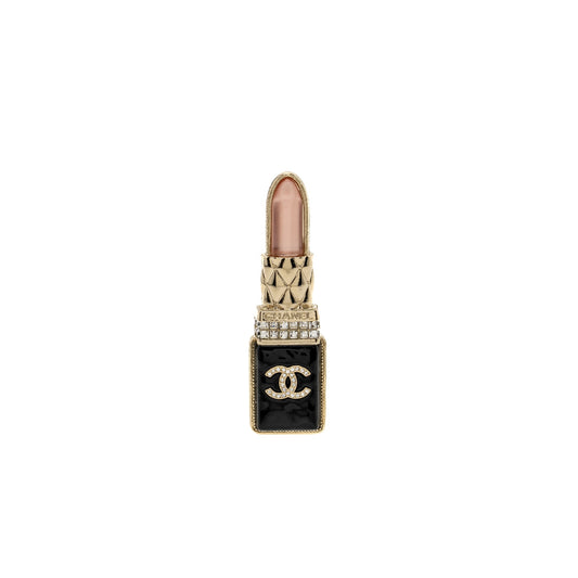 Chanel 22P Lipstick Brooch Crystal Light Gold Tone