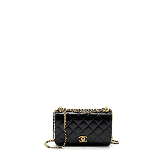 Chanel 24C gold Crush wallet on chain calfskin black GHW (microchip)