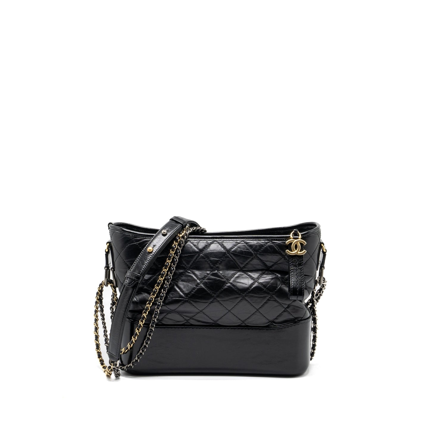 Chanel Large Gabrielle Hobo Bag Aged Calfskin Black Multicolour Hardware
