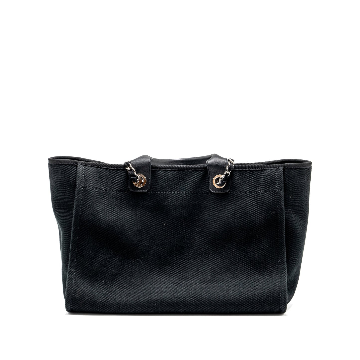 Chanel Large Deauville Black-Studded Tote Bag Canvas/Leather Black SHW