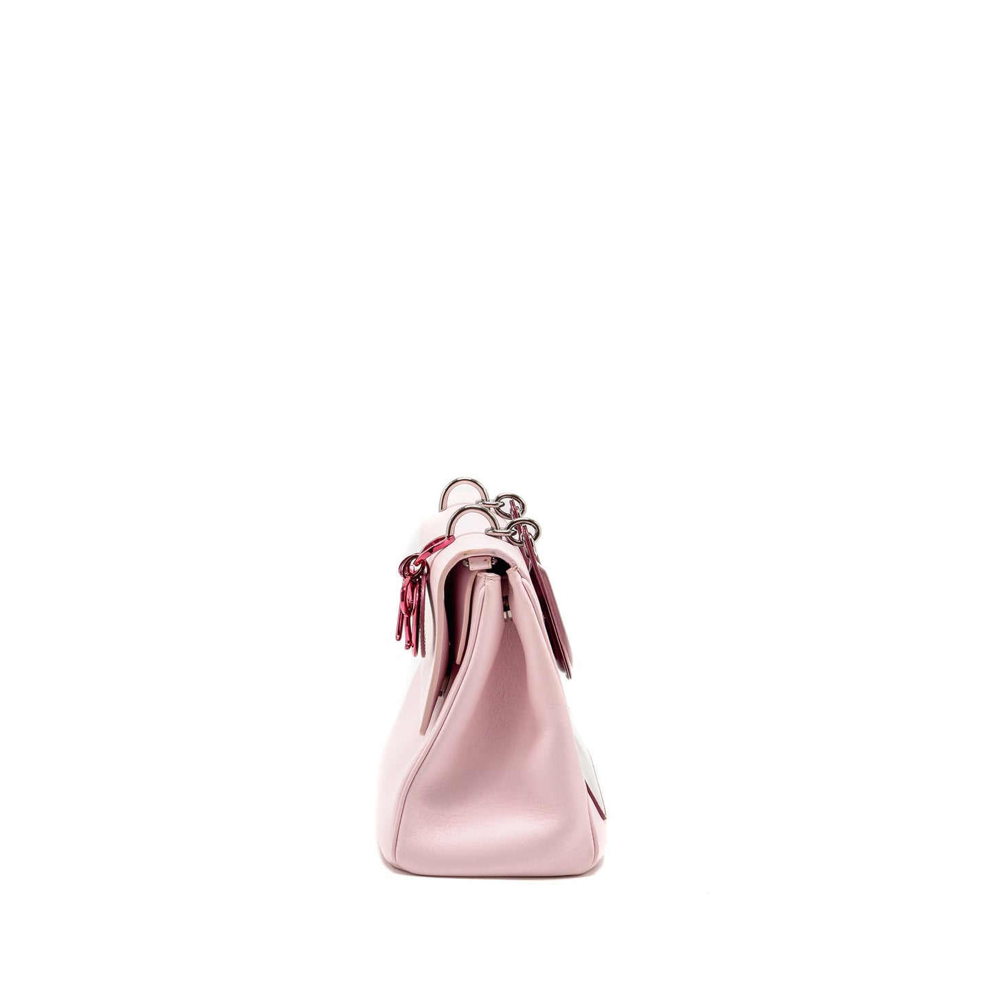 Dior Medium Be Dior Flap Purse Calfskin/Metallic Patent Pink