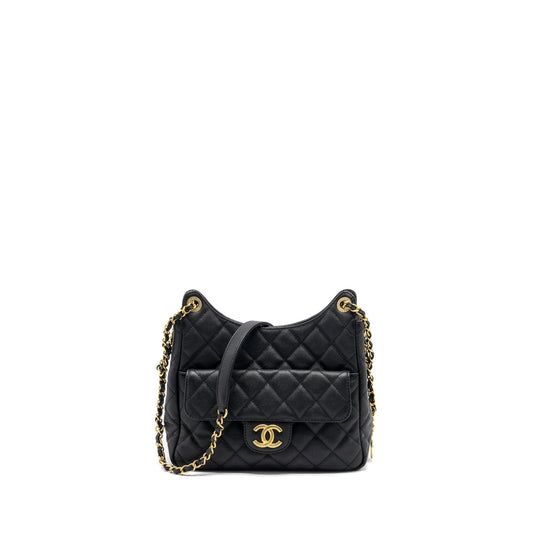 Chanel 23C Hobo Bag Grained Calfskin Black GHW (Microchip)