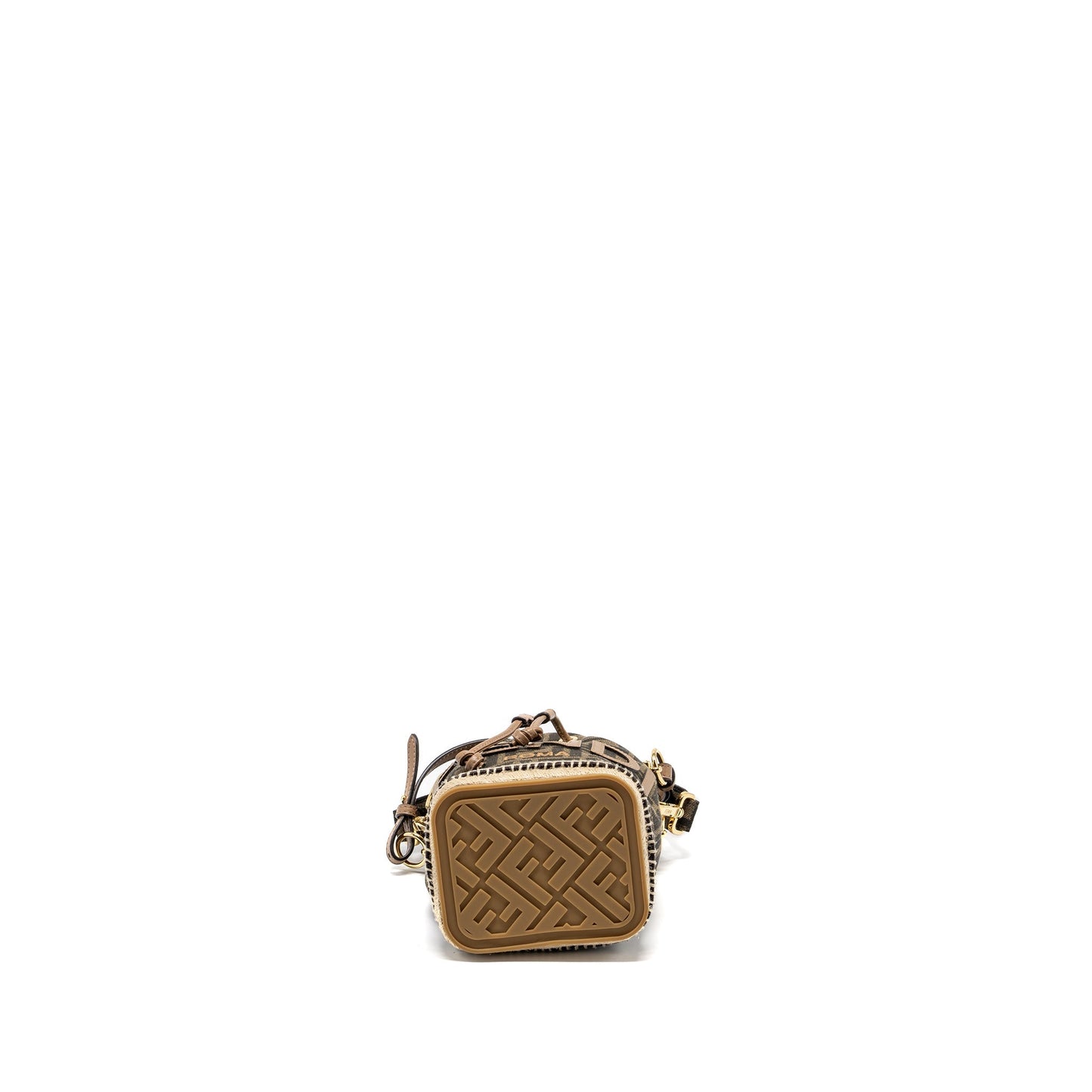 Fendi Mini Mon Tresor Bucket Purse Jacquard Fabric/Calfskin Brown