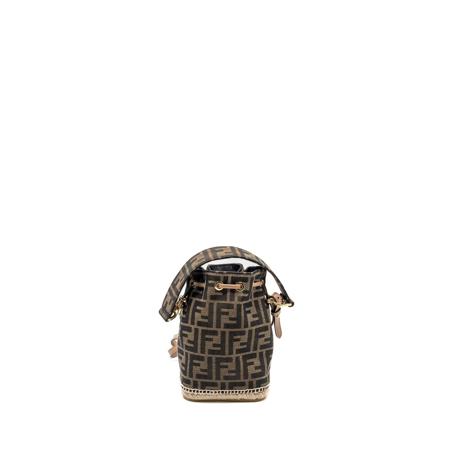 Fendi Mini Mon Tresor Bucket Purse Jacquard Fabric/Calfskin Brown