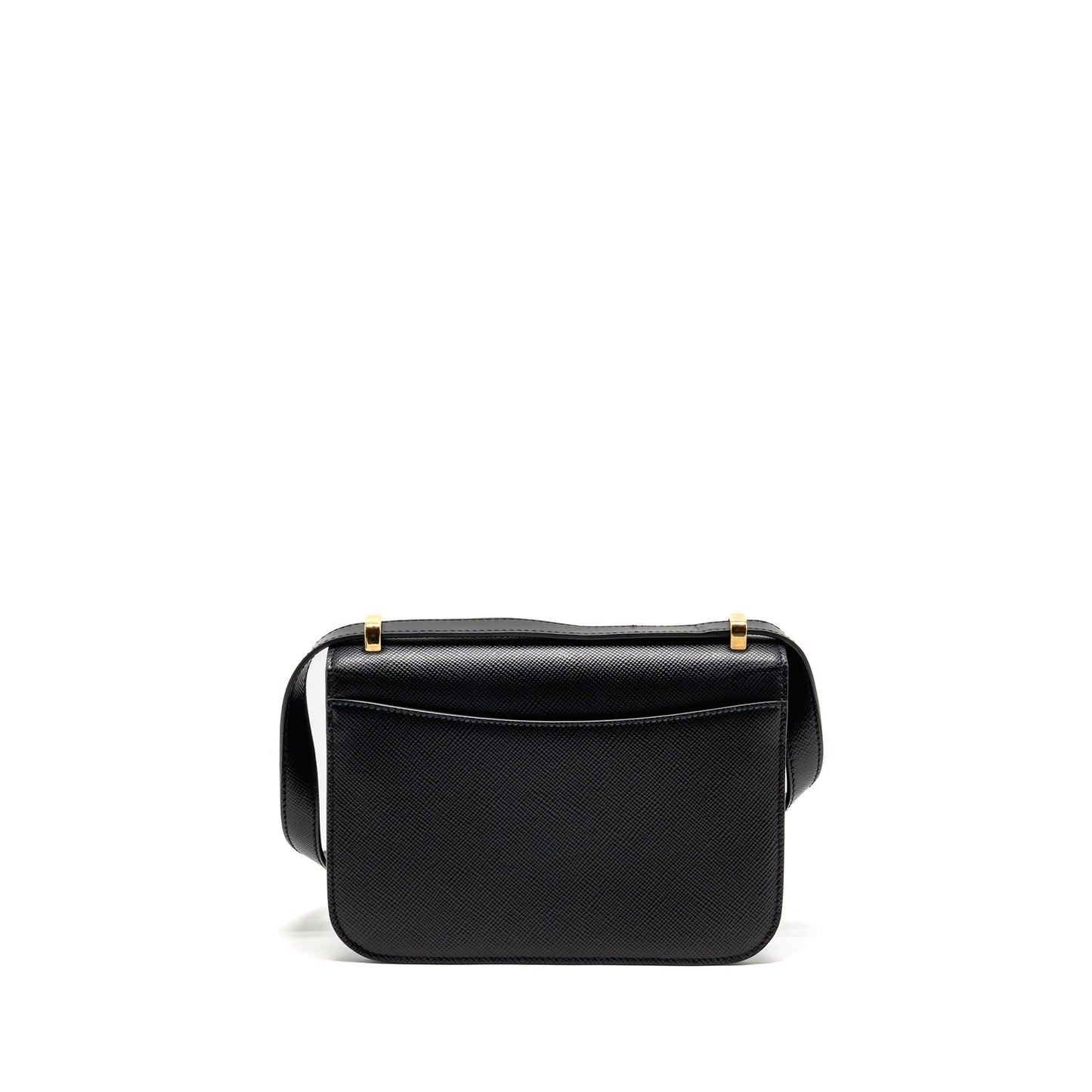 Prada Saffiano Leather Flap Mini Purse Calfskin Black