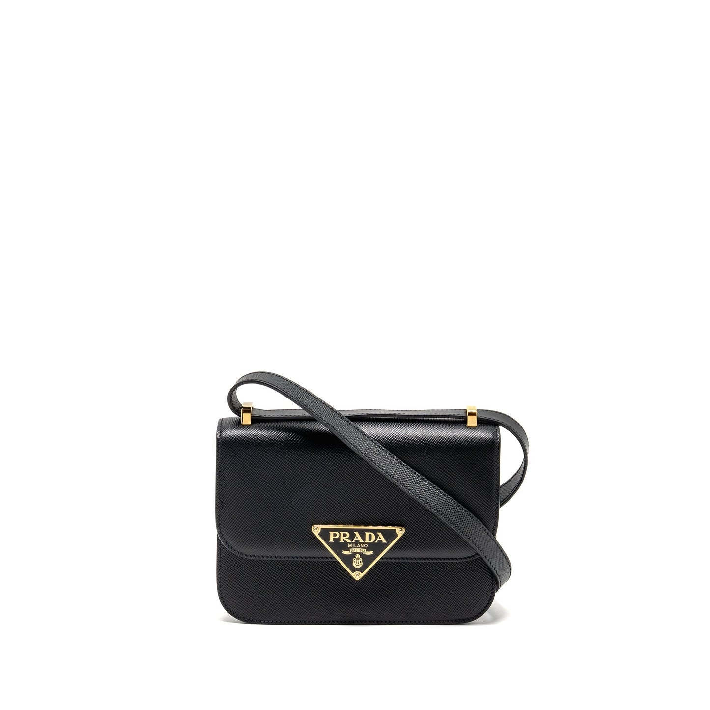 Prada Saffiano Leather Flap Mini Purse Calfskin Black