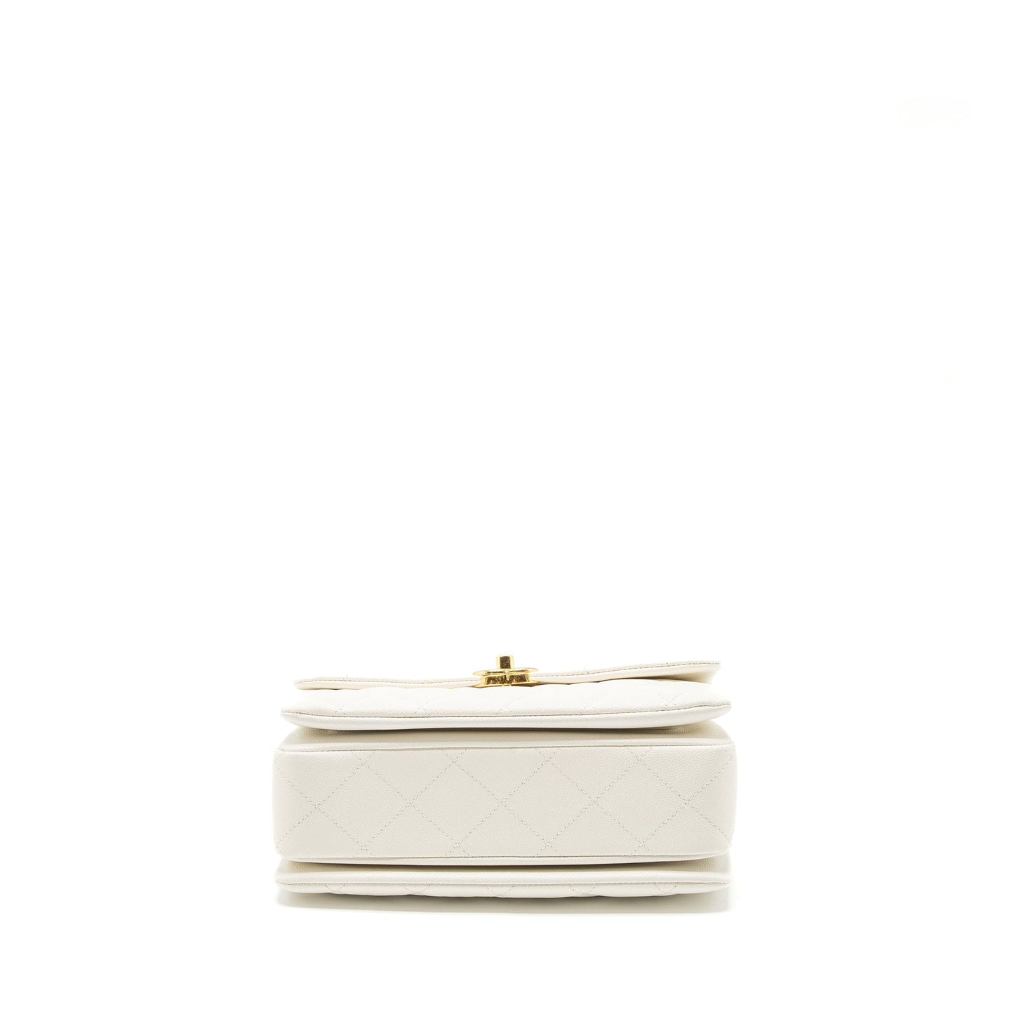 Chanel 21K Coco First Caviar White Brushed GHW (Microchip)