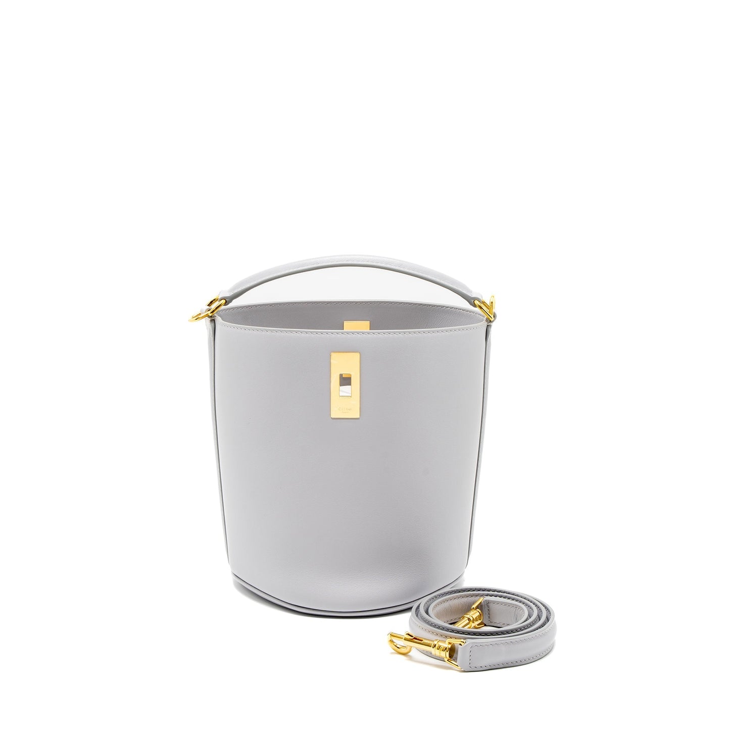 Celine Teen Bucket Purse Calfskin Light Grey
