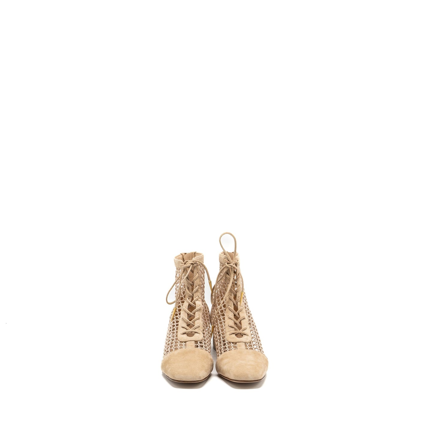 Dior Size 37.5 Naughtily-D Boots Suede/Resille Nude